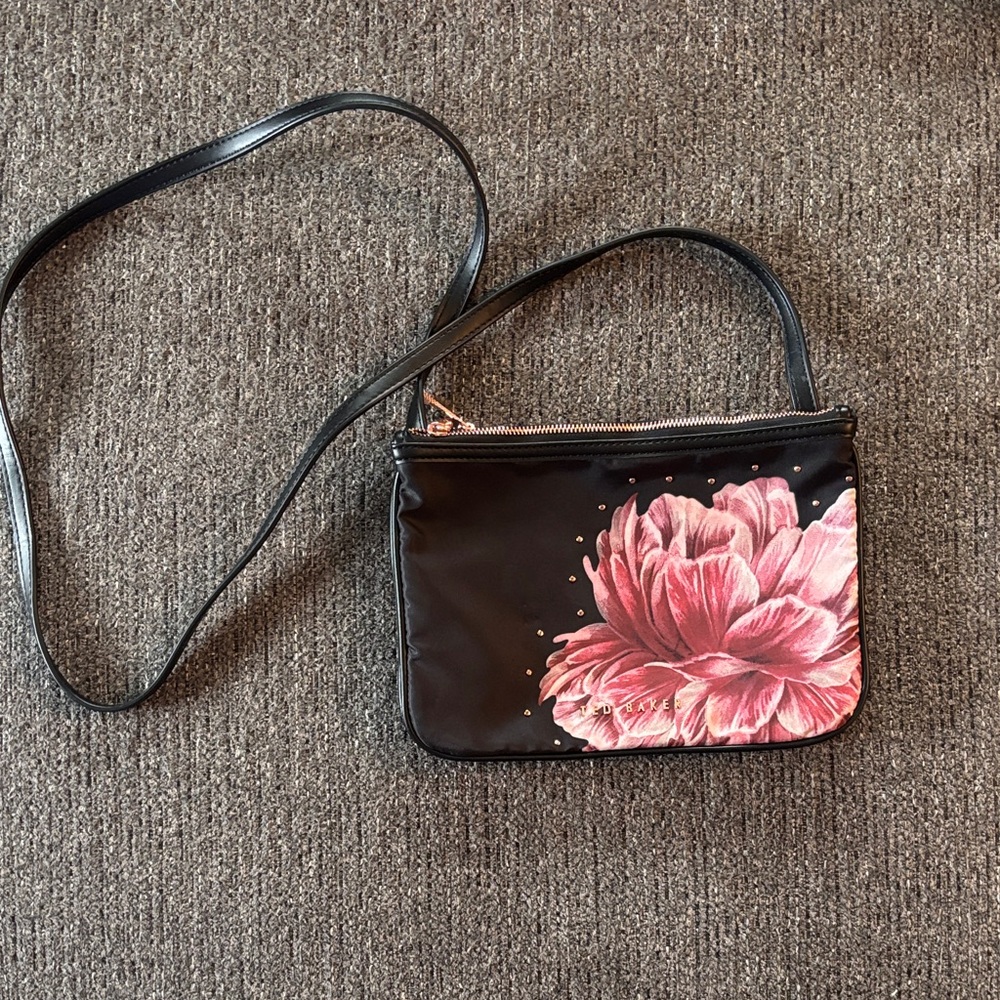 Ted Baker Black and Pink Floral Crossbody Bag ✨